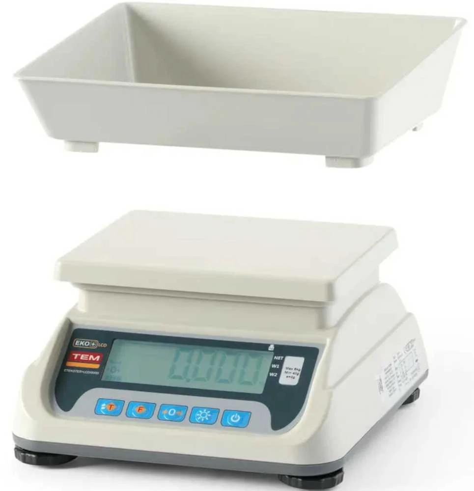 TEM Komercinės virtuvinės svarstyklės su patikra M LCD RS232 ECO+ 15 kg / 5 g