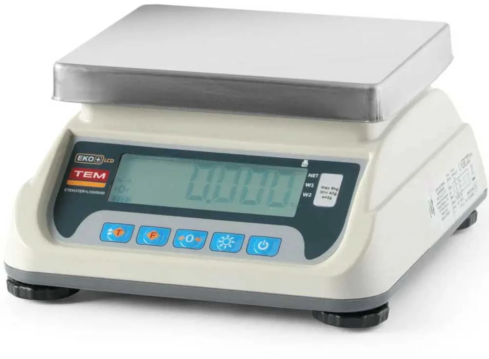 TEM Komercinės virtuvinės svarstyklės su patikra M LCD RS232 ECO+ 15 kg / 5 g
