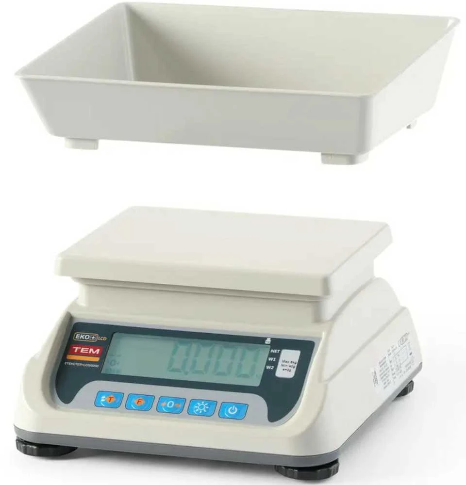 TEM Komercinės virtuvinės svarstyklės su patikra M LCD RS232 ECO+ 6kg / 2 g
