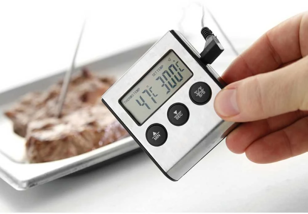 Virtuvinės svarstyklės Gastronominis termometras kepiniams su zondu ir laikmačio funkcija - Hendi 271346
