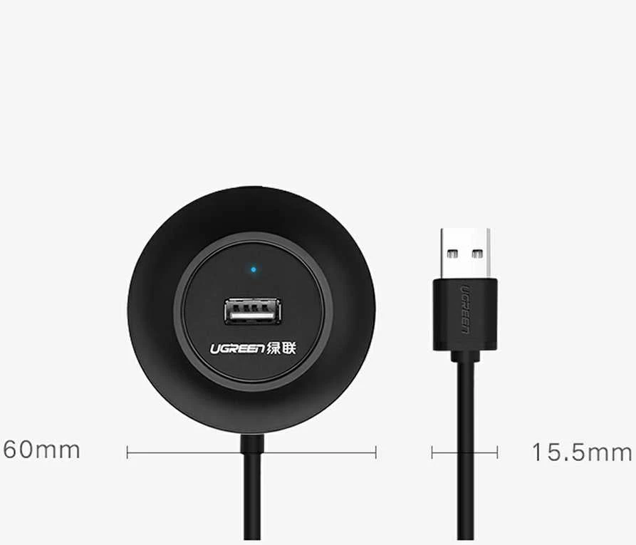 UGREEN CR106 šakotuvas 4xUSB 1m juodas