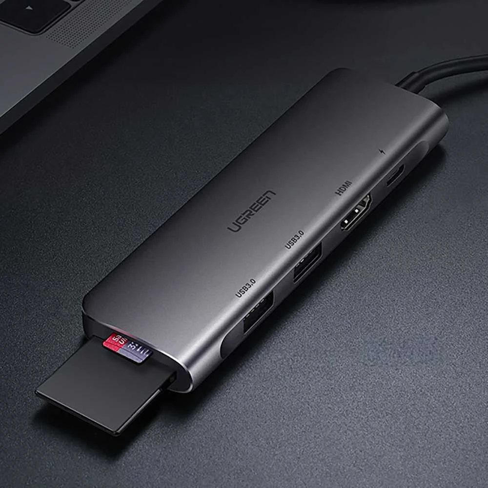 Adapteris HUB UGREEN CM195 USB-C prie HDMI, 2x USB-A 3.0, SD/TF, PD