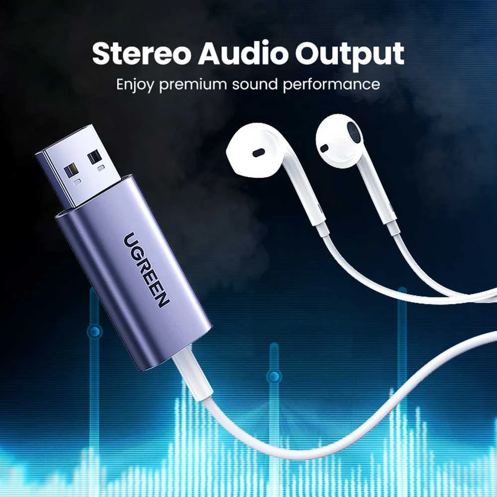 UGREEN CM383 USB į mini lizdo 3.5 mm garso adapterį