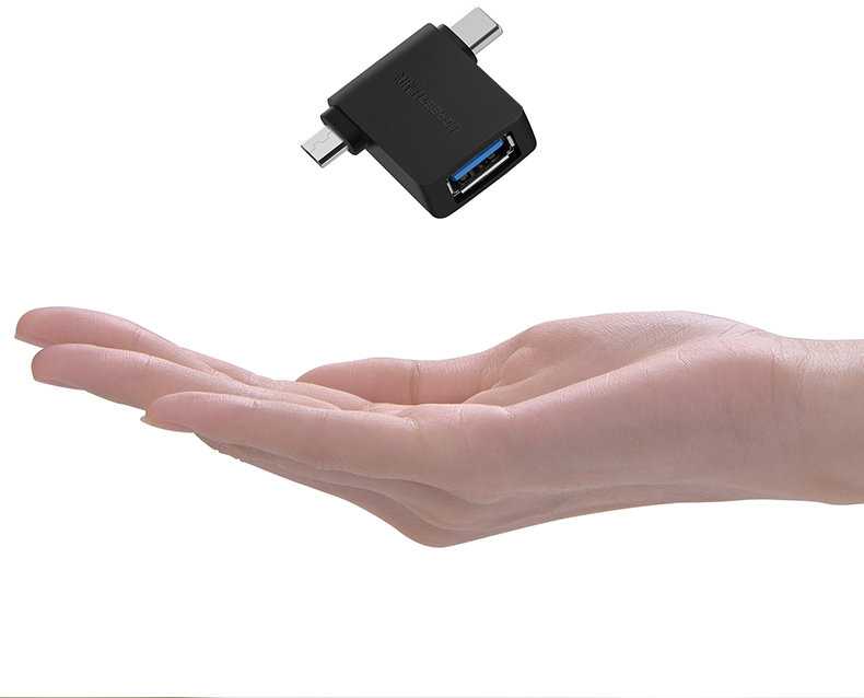 UGREEN 2in1 adapteris OTG USB-A 3.0 – USB-C ir microUSB juodas