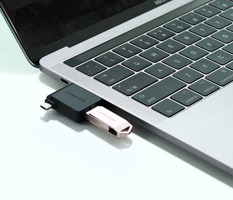 UGREEN 2in1 adapteris OTG USB-A 3.0 – USB-C ir microUSB juodas