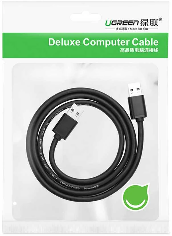 USB 2.0 M-M UGREEN cable US102, 1.5m (juodas)