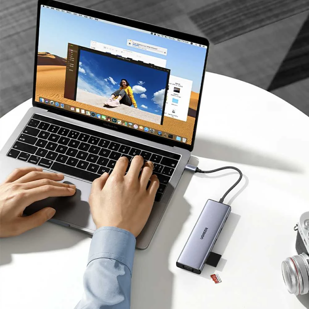 Adapteris Ugreen CM498 USB-C, 2 x USB-A + USB-C + HDMI + SD / TF + PD