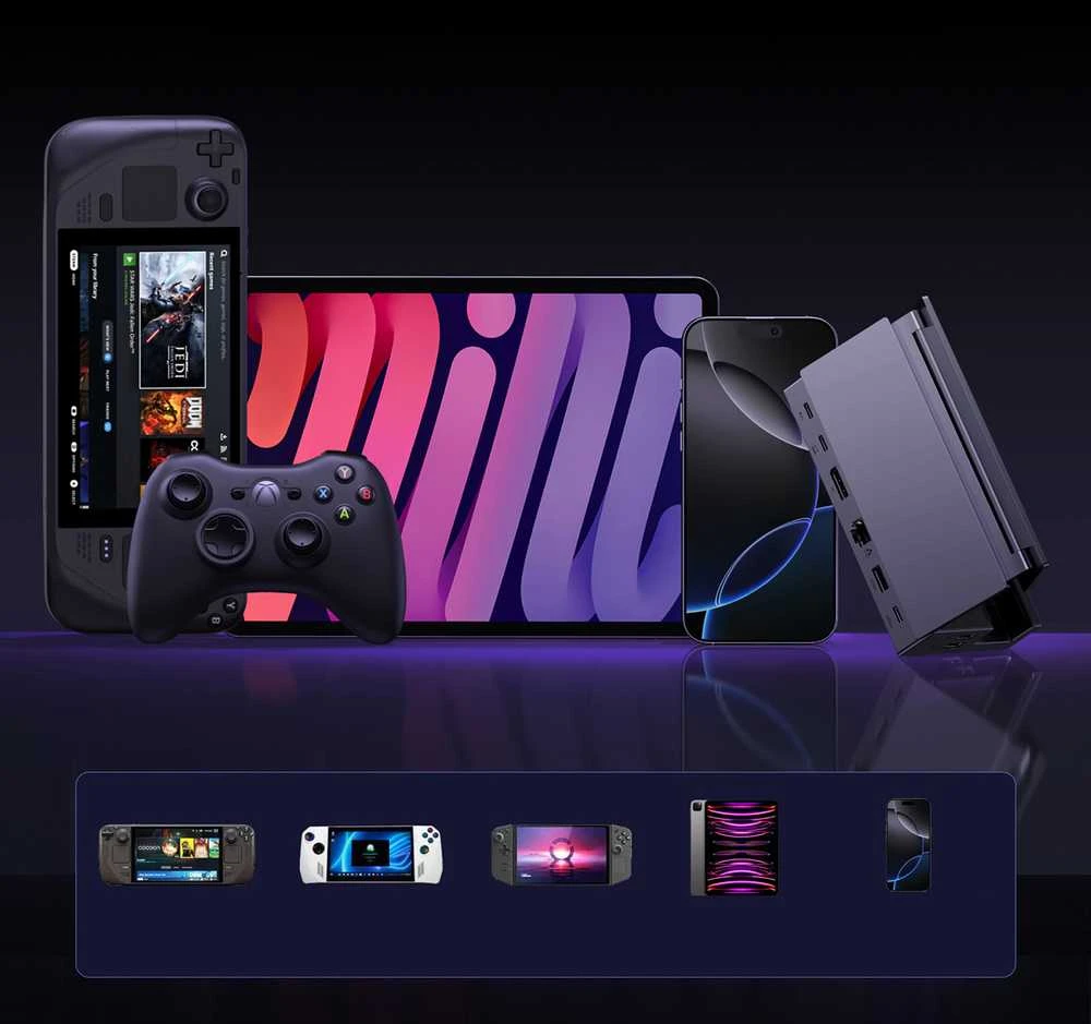 „Ugreen“ „Steam Deck“ doko šakotuvas USB-C 9w1 4K 120Hz - pilka
