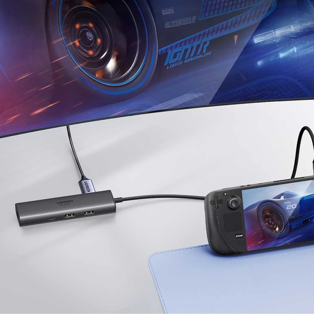 Adapteriai / šakotuvas USB-C 6w1 Ugreen CM512, HDMI 4K@60Hz, 2x USB, RJ45, PD 100W