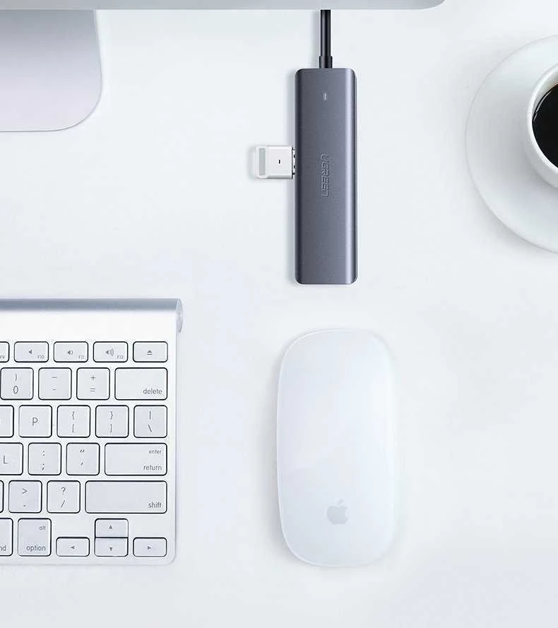 UGREEN 4-Port USB3.0 Hub with USB-C Power Supply šakotuvas - pilkas