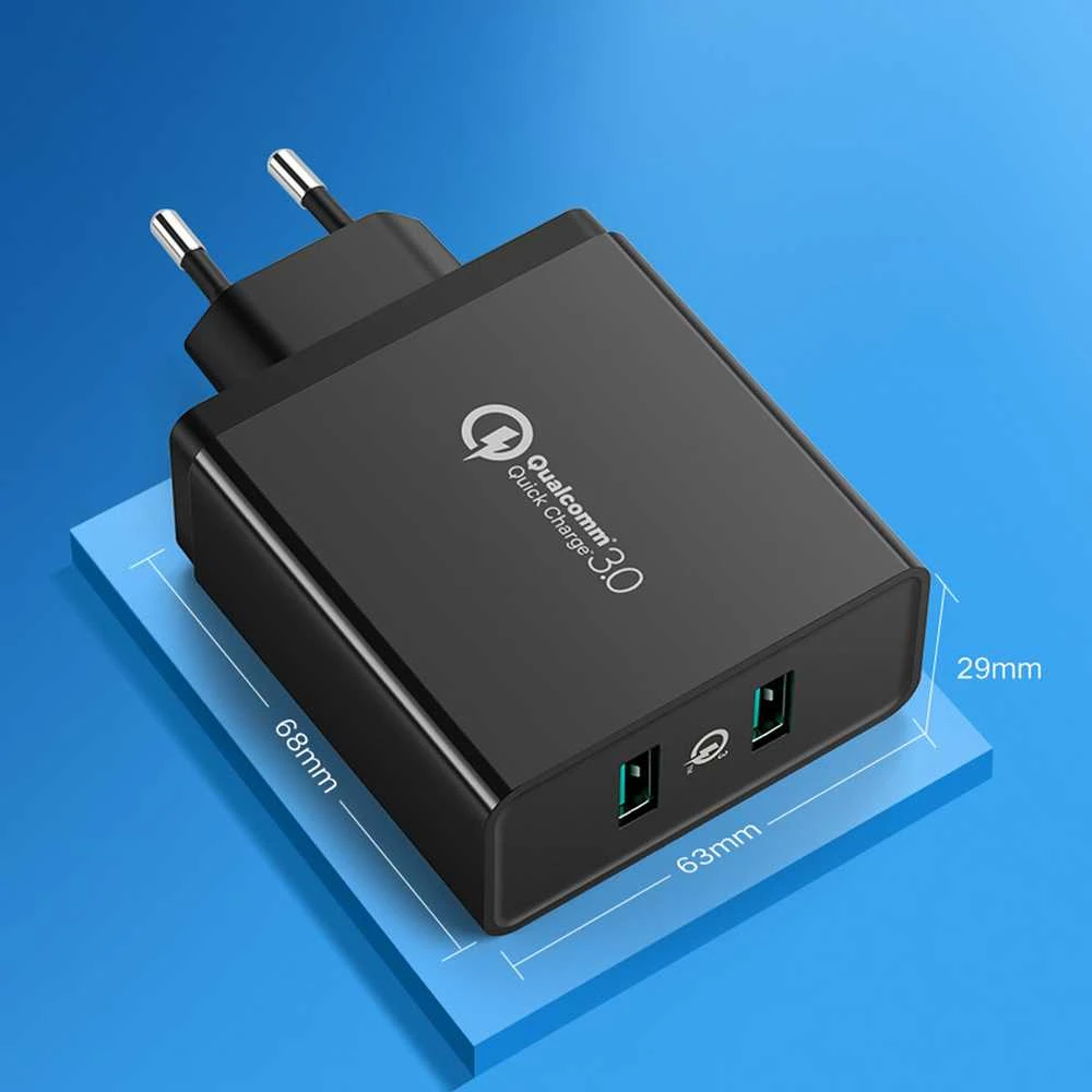 Greitas įkroviklis UGREEN, 2xUSB-A, 18W, PD 3.0 EU (juodas)