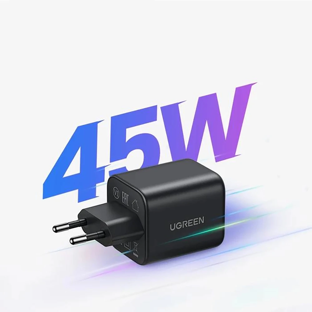 Ugreen Nexode N serijos X525 45W GaN 1x USB-A 1x USB-C - juoda