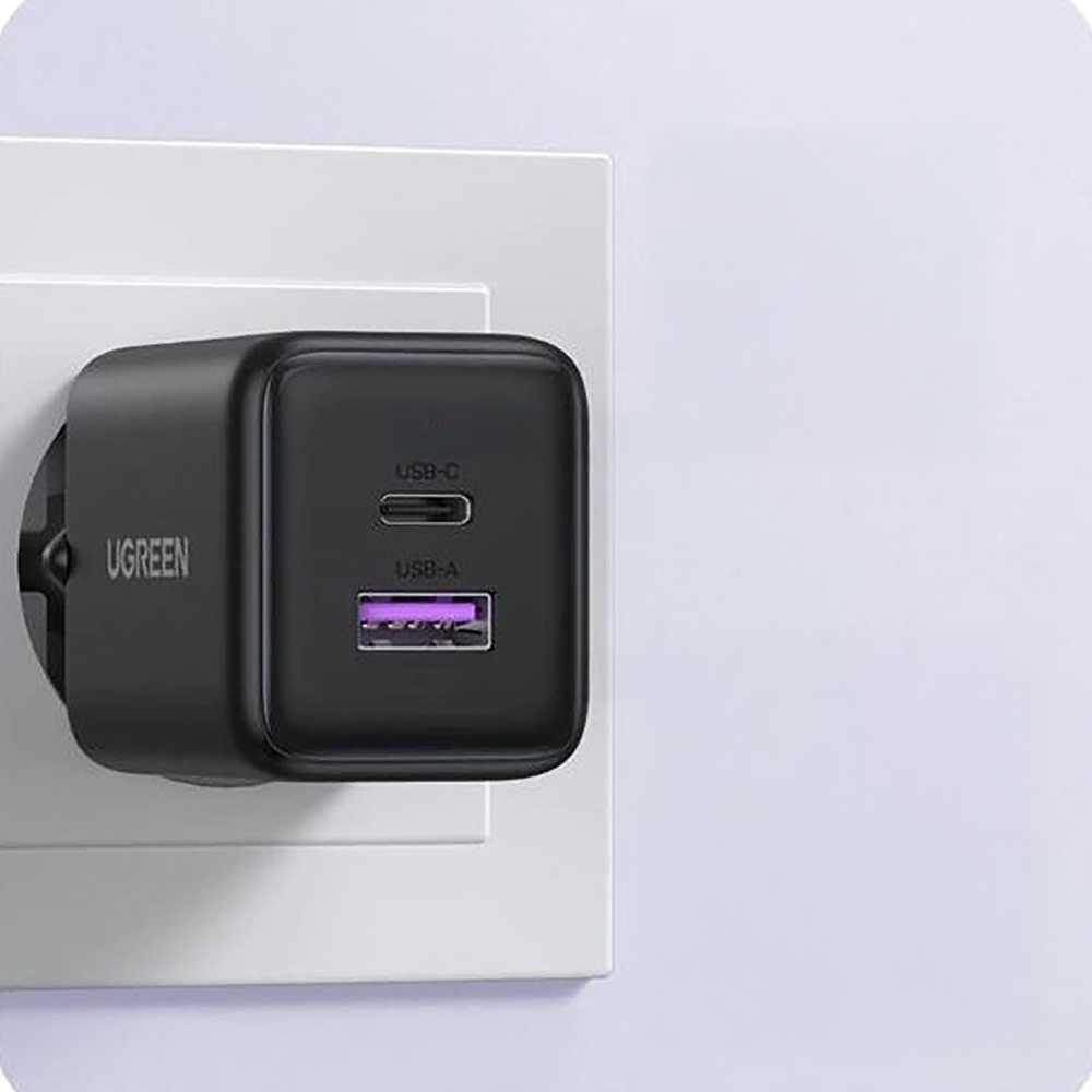 Ugreen X516 30W GaN Laidinis įkroviklis 1x USB-A 1x USB-C - pilkos spalvos