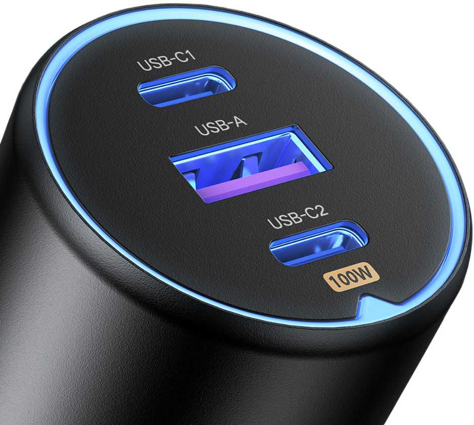Atomobilnis įkroviklis UGREEN CD293, 2XUSB-C PD+ USB-A 130W juodos spalvos