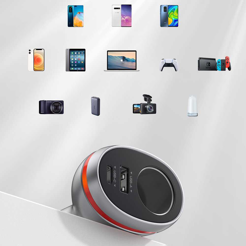 Automobilinis telefonų kroviklis UGREEN CD204, USB, USB-C, 84 W
