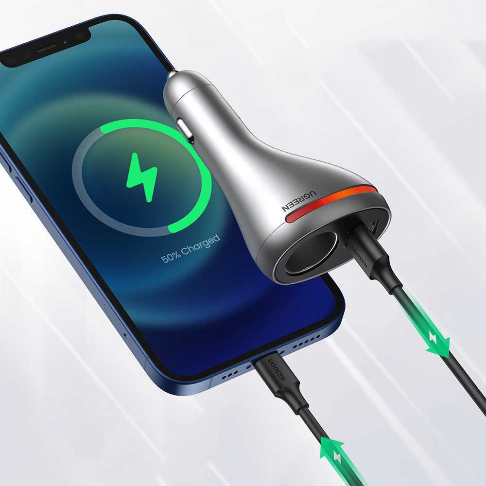 Automobilinis telefonų kroviklis UGREEN CD204, USB, USB-C, 84 W