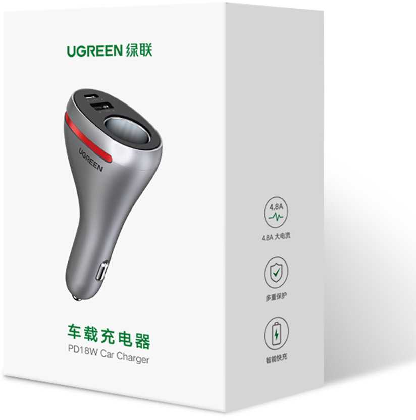 Automobilinis telefonų kroviklis UGREEN CD204, USB, USB-C, 84 W