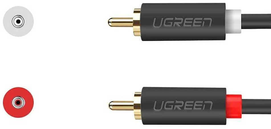Kabelis 2xRCA kištukai - 2xRCA kištukai 3m juodas AV104 UGREEN