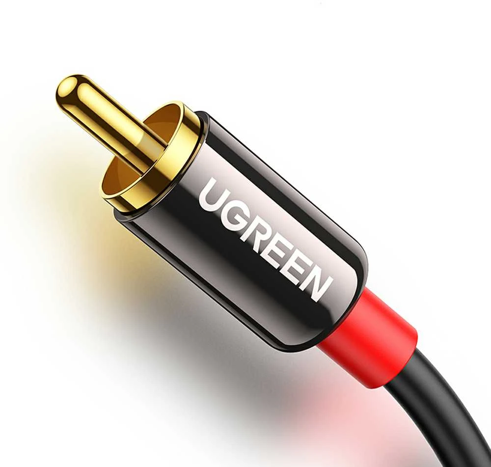 Lizdas iki 2RCA kabelis UGREEN AV116 3.5mm (Cinch) 5m (juodas)