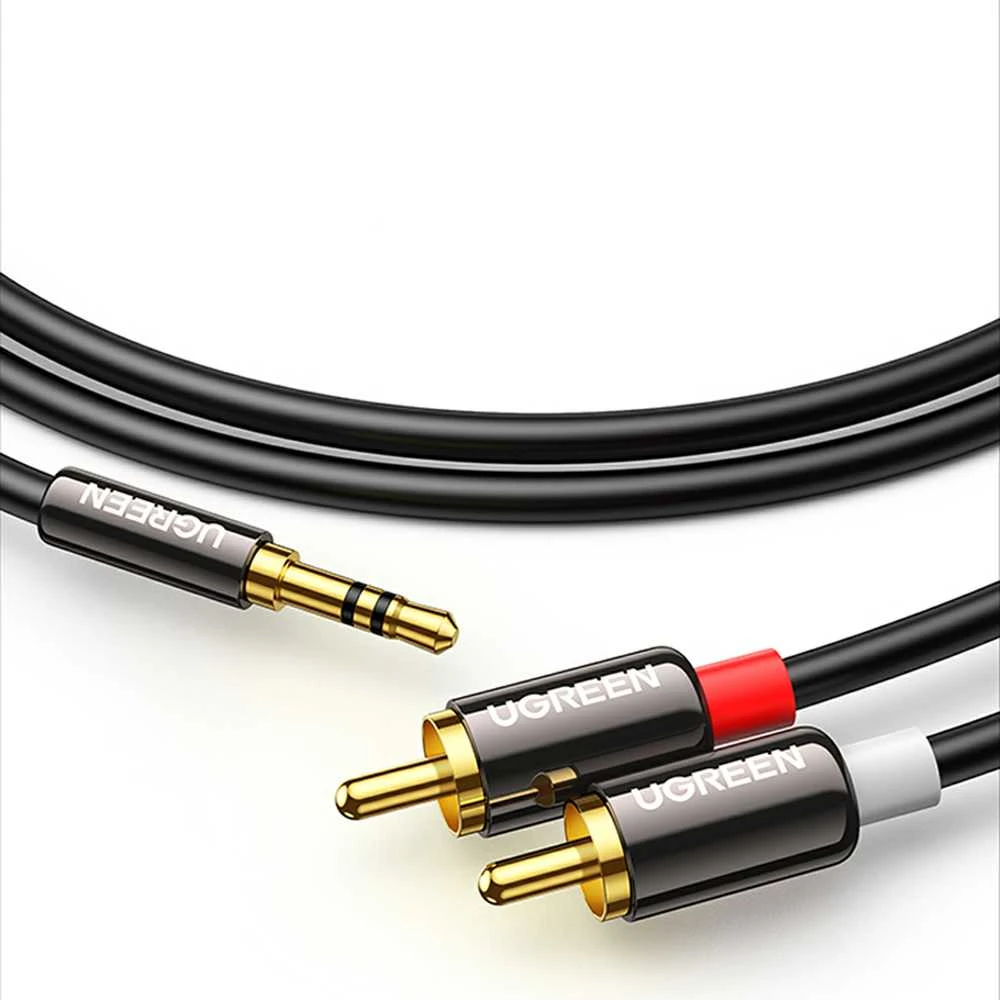 Lizdas iki 2RCA kabelis UGREEN AV116 3.5mm (Cinch) 5m (juodas)
