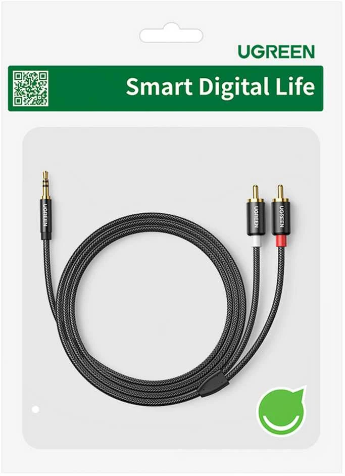Lizdas iki 2RCA kabelis UGREEN AV116 3.5mm (Cinch) 5m (juodas)
