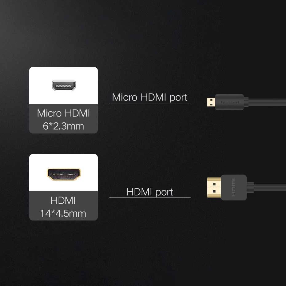 UGREEN Micro HDMI - HDMI kabelis 4K 3D 1m