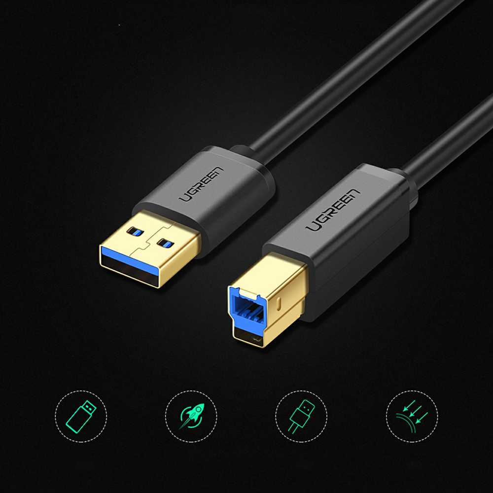 USB 3.0 AB UGREEN US210 kabelis spausdintuvui 1m