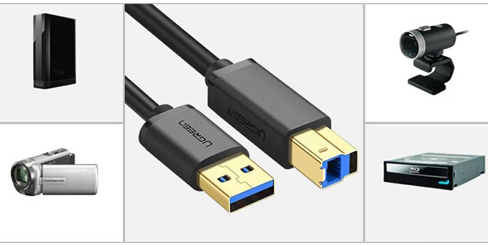 USB 3.0 AB UGREEN US210 kabelis spausdintuvui 1m