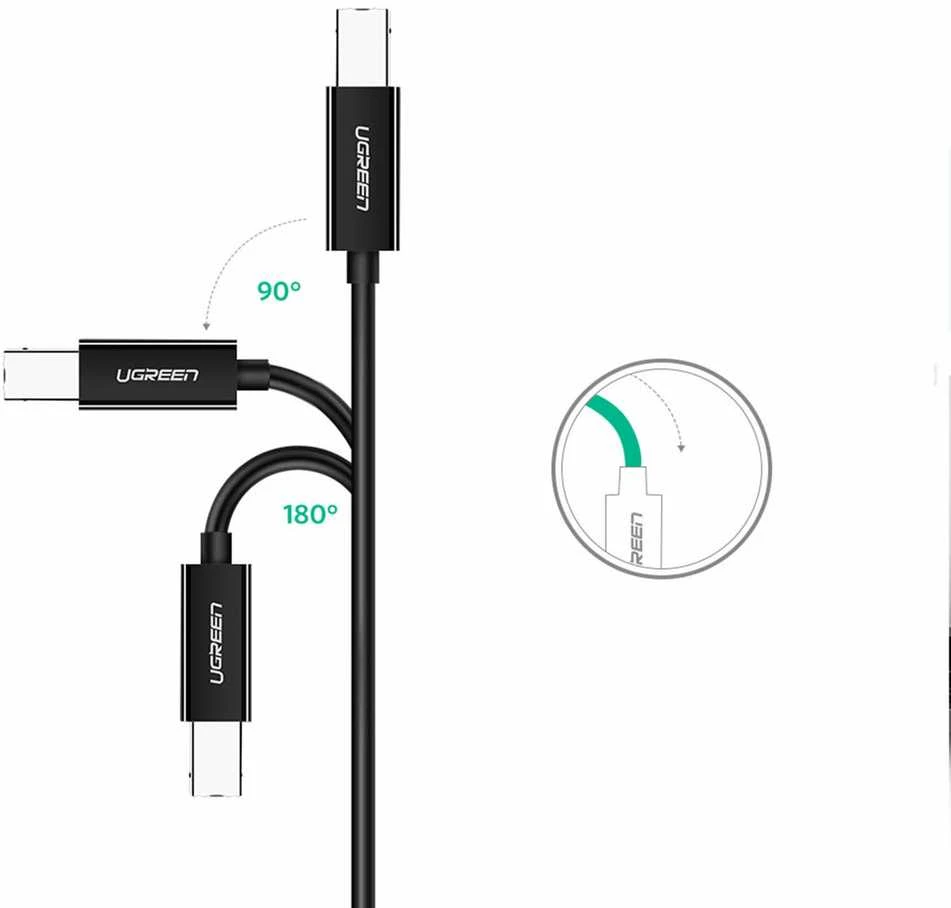 UGREEN US241 to 2m USB 2.0 C-B spausdintuvas cable (juodas)