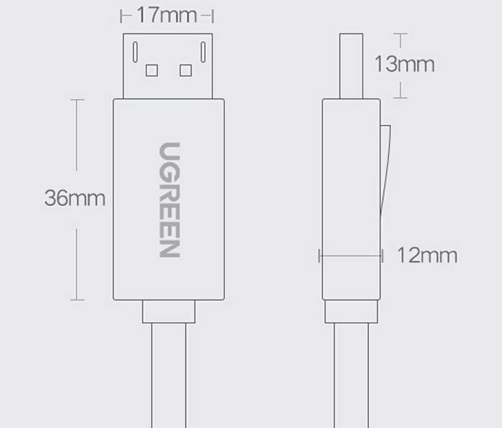 Ugreen DisplayPort į DisplayPort kabelis DP102 4K 3D 3 m - Juodas