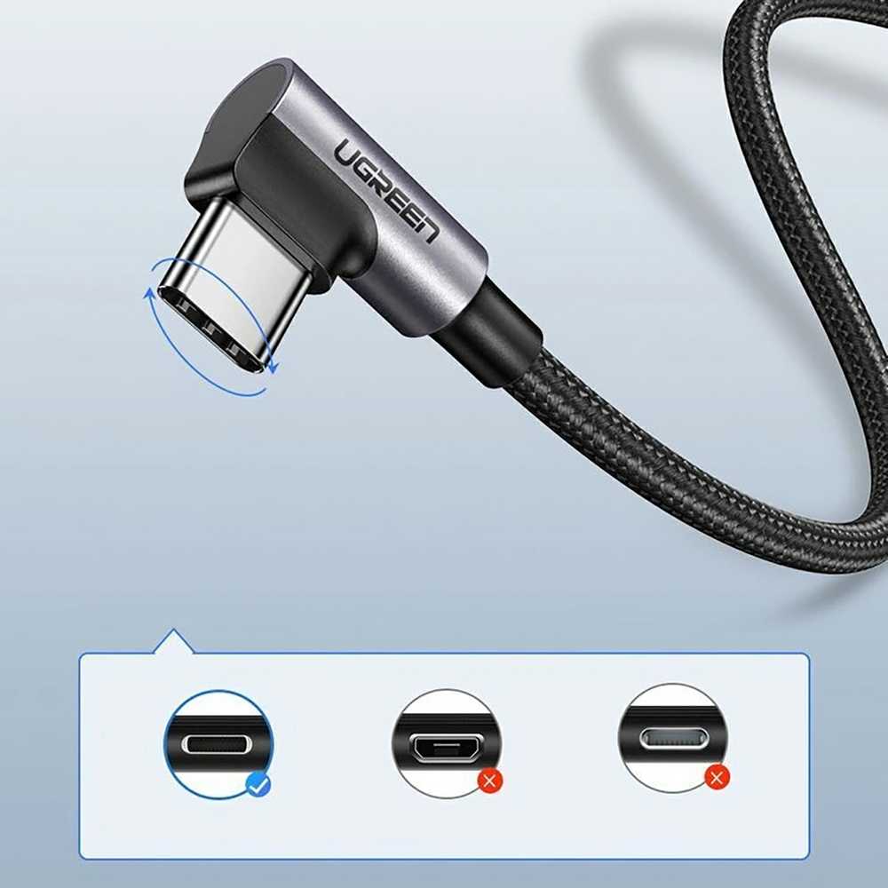 Kampinis USB-C laidas UGREEN US284 3A 3m