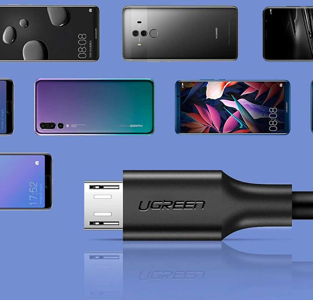 UGREEN micro USB kabelis QC 3.0 2.4A 0.25m - Juoda