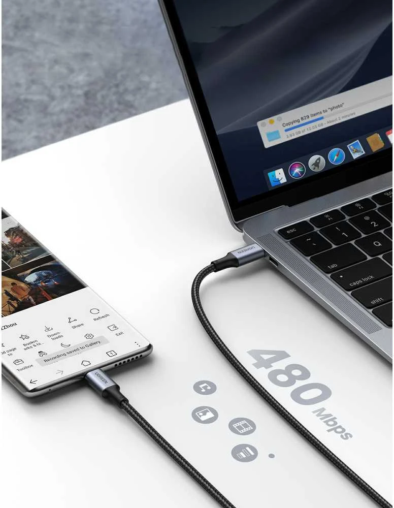 Ugreen US557 USB-C į USB-C laidas, 100 W, 5A (juodas)