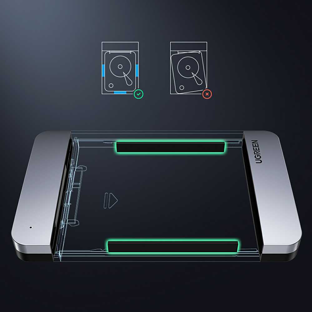 Ugreen CM300 70499 skyrius 2,5'' SATA 3.0 6Gbps kietasis diskas – pilkas + USB-C – USB-C laidas 0,5 m