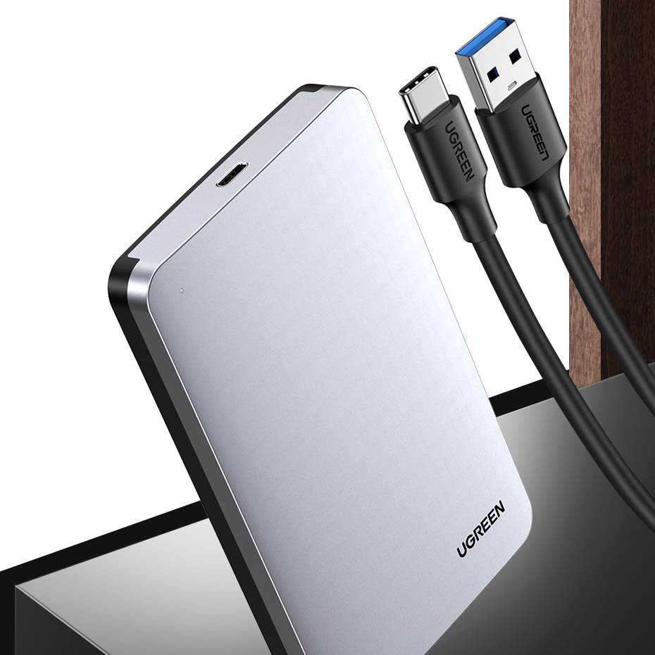 Ugreen CM300 70498 skyrius 2,5'' SATA 3.0 6Gbps kietasis diskas - pilka + USB-C - USB-A laidas 0,5 m
