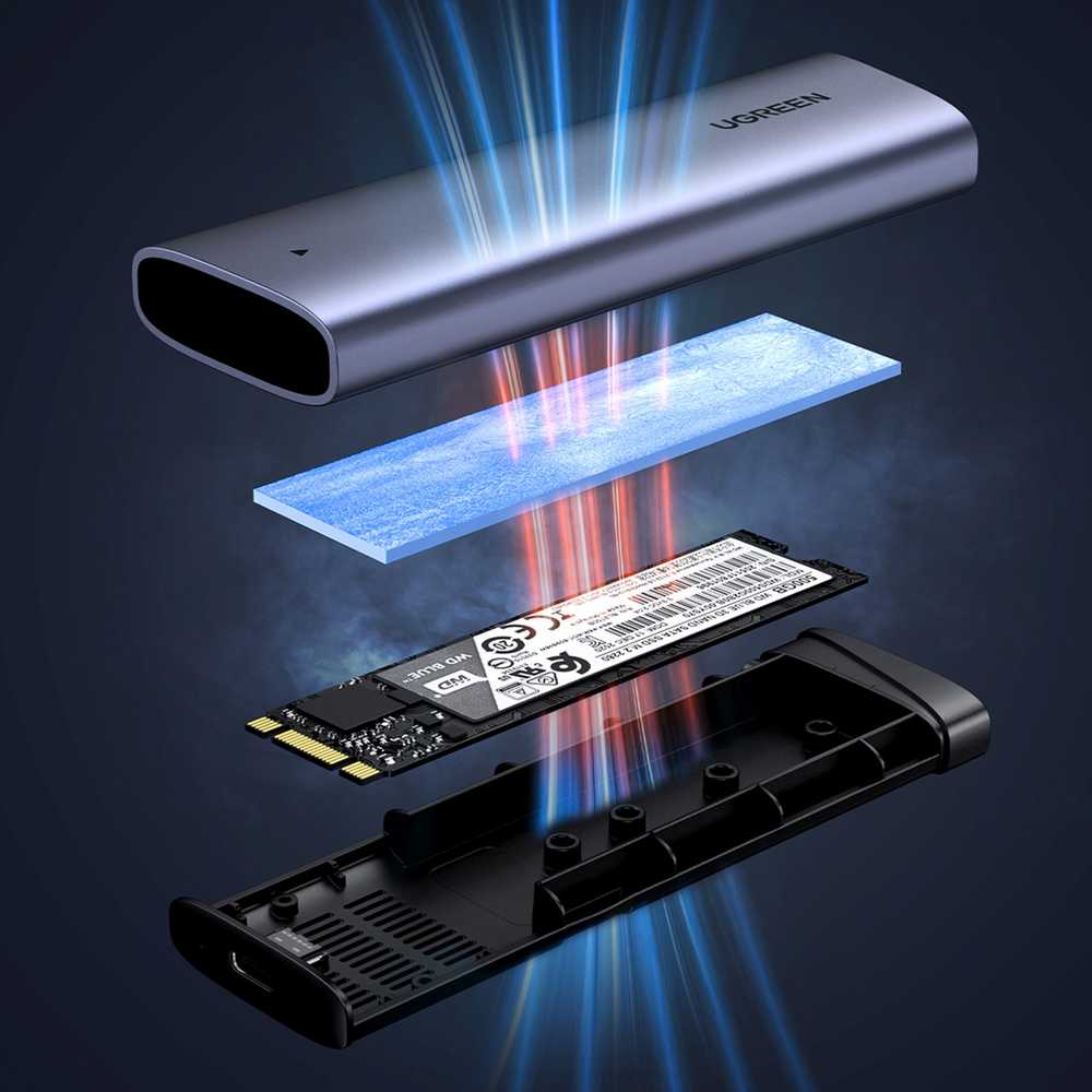 Ugreen CM767 M.2 NVMe PCIe SSD Disk Dėklas - sidabro spalvos
