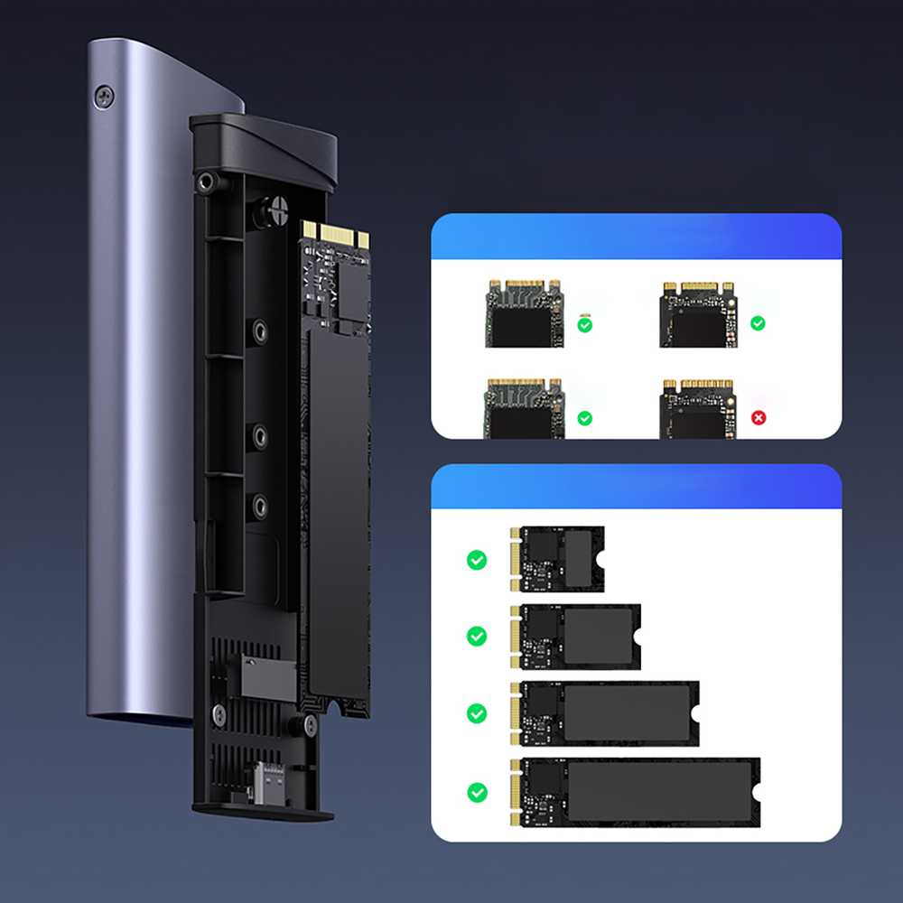 Ugreen CM767 M.2 NVMe/SATA SSD Disk Dėklas - sidabro spalvos
