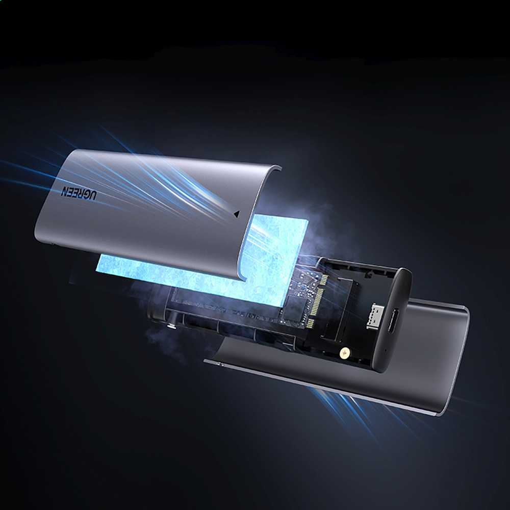 Ugreen CM767 M.2 NVMe/SATA SSD Disk Dėklas - sidabro spalvos