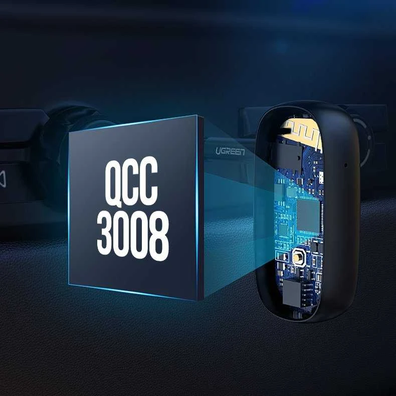 UGREEN CM279 Bluetooth 5.0 siųstuvas AUX aptX juodas