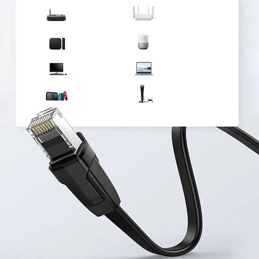 UGREEN Ethernet RJ45 plokščias tinklo kabelis CAT.6 UTP 2m - Juodas