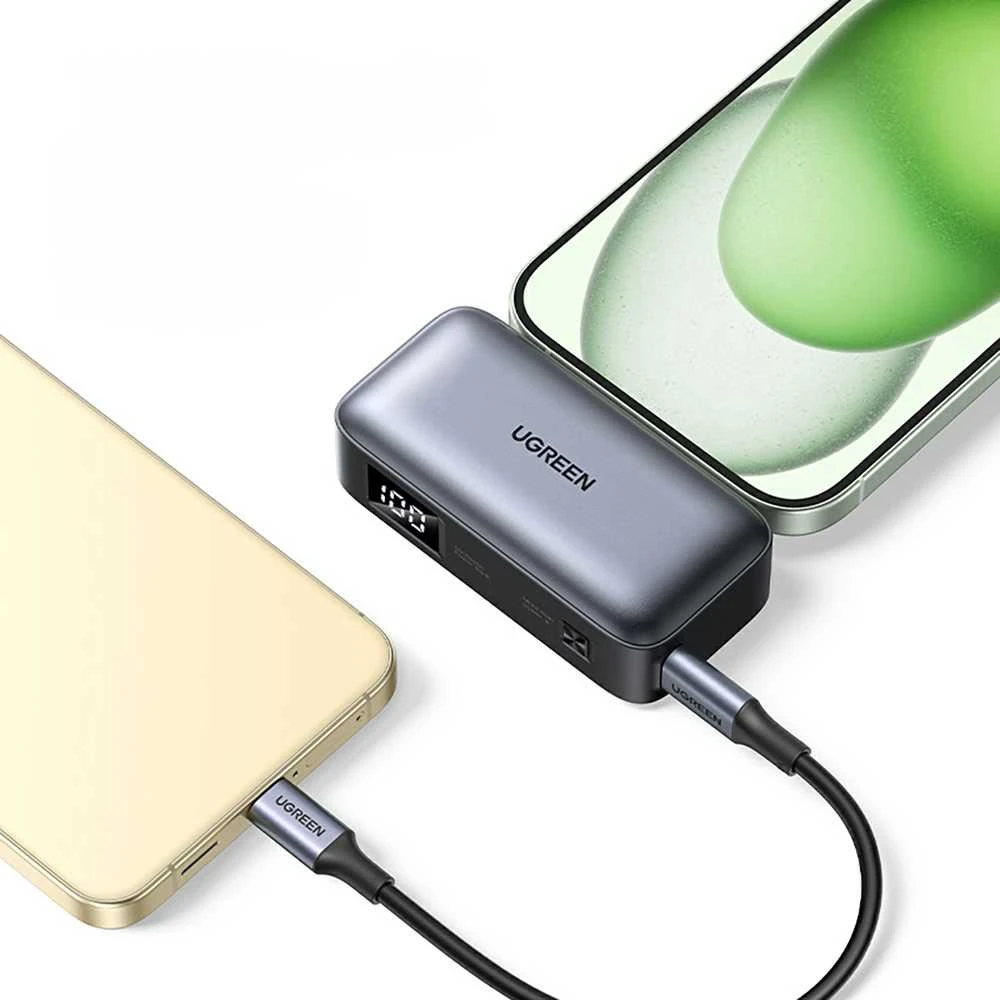 Nešiojama išorinė baterija UGREEN PB503, 5000 mAh 22,5 W, su integruotu USB-C kištuku