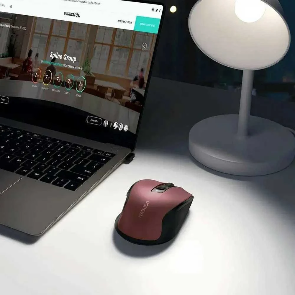 Ugreen MU006 belaidė optinė pelė USB 2.4GHz / Bluetooth 5.0 4000 DPI - raudonos spalvos