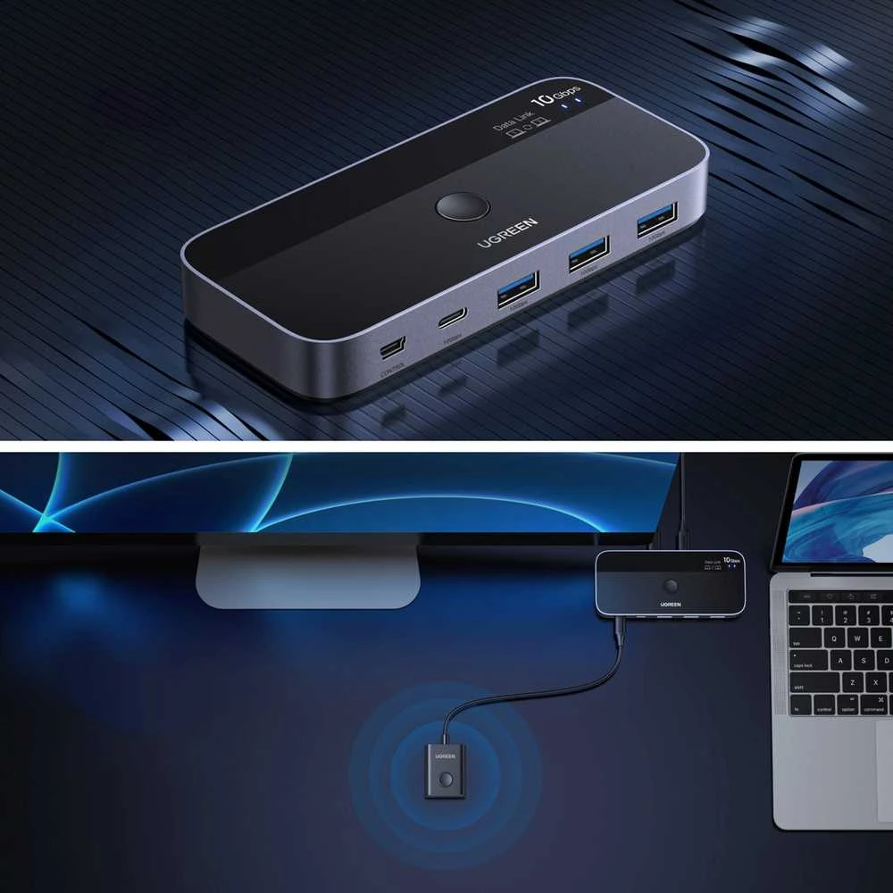 Ugreen USB komutatorius su nuotolinio valdymo pultu