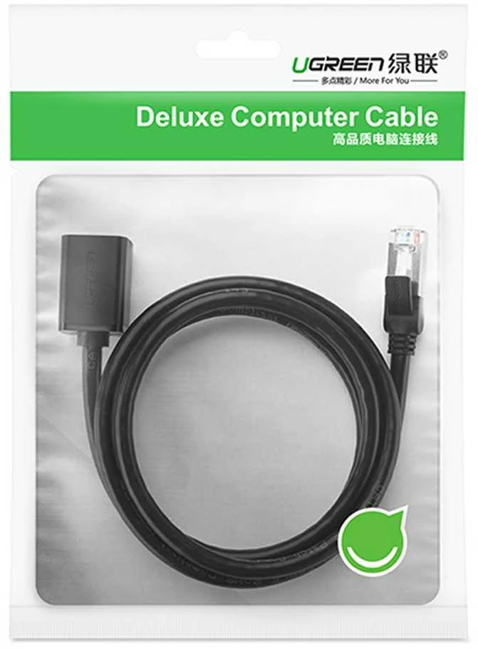 UGREEN Cat 6 FTP Ethernet RJ45 prailginimas PatchCords su ekranavimu 0.5m juodas