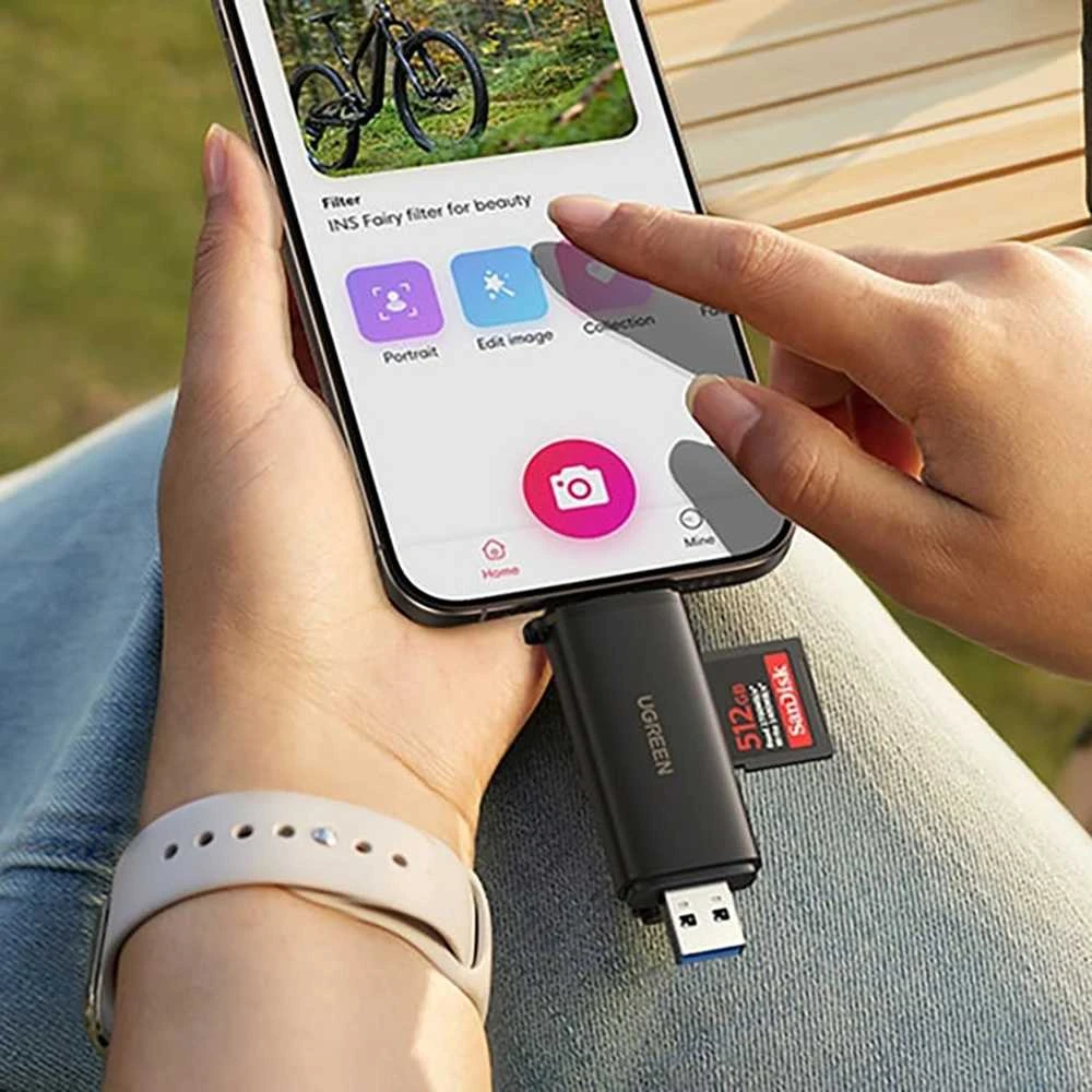 Atminties kortelė Ugreen 2in1 USB-C / USB-A SD 4.0 UHS-II kortelių skaitytuvas - Juodas