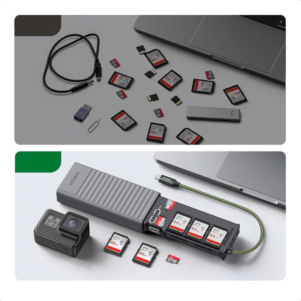 Skaitytuvas Ugreen Adapteris / Skaitytuvas kart pamięci Ugreen CM856 USB / USB-C do kart SD i Micro SD