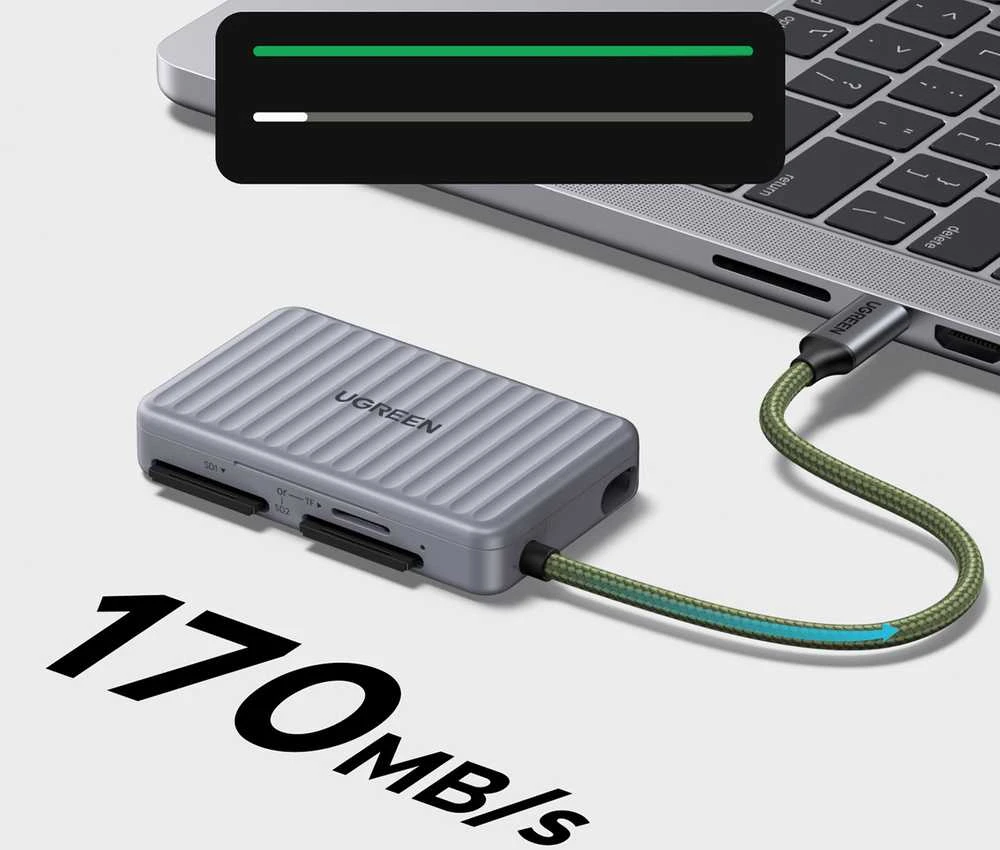 Ugreen CM868 USB-C Kortelių skaitytuvas - Pilka