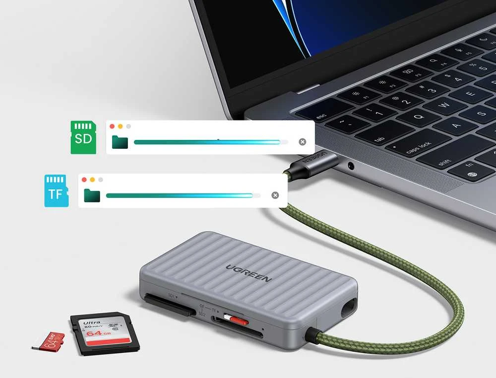 Ugreen CM868 USB-C Kortelių skaitytuvas - Pilka