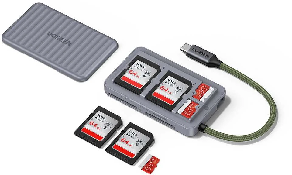 Ugreen CM868 USB-C Kortelių skaitytuvas - Pilka