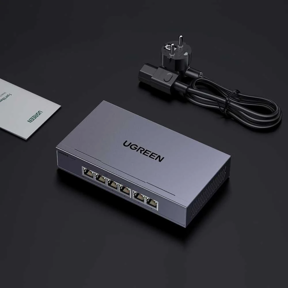Šakotuvas „Ugreen“ 6 prievadų 1 Gb/s Ethernet komutatorius su PoE – rutulinis